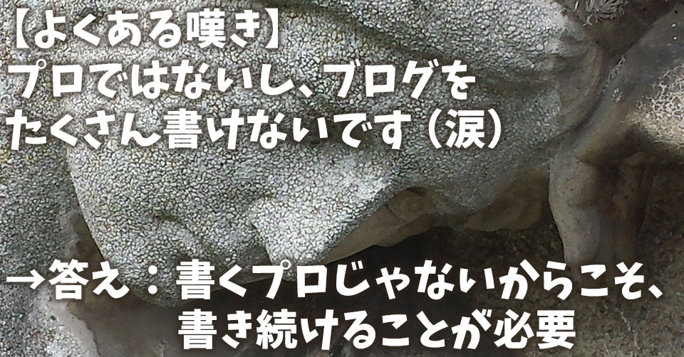 【よくある嘆き】プロではないし、ブログをたくさん書けないです(涙)→答え:書くプロじゃないからこそ、書き続けることが必要