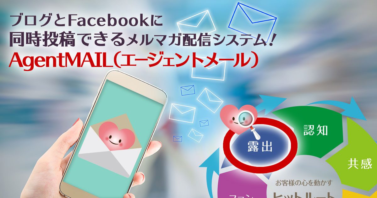 ブログとFacebookに同時投稿できるメルマガ配信システム!AgentMAIL(エージェントメール)