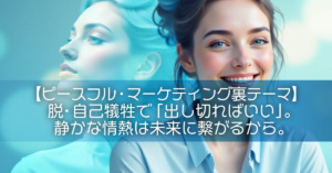 【ピースフル・マーケティング裏テーマ】脱・自己犠牲で「出し切ればいい」。静かな情熱は未来に繋がるから。