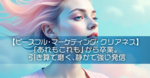 【ピースフル・マーケティング・クリアネス】「あれもこれも」から卒業。引き算で磨く、静かで強い発信