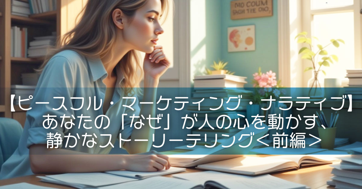【ピースフル・マーケティング・ナラティブ】あなたの「なぜ」が人の心を動かす、静かなストーリーテリング＜前編＞