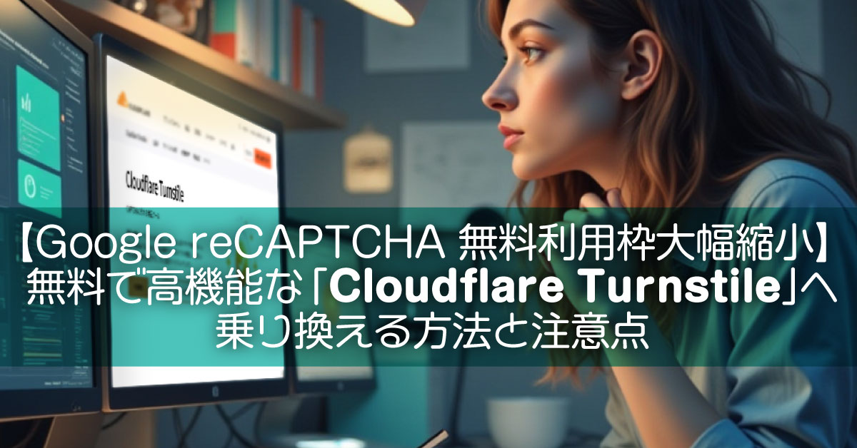 【Google reCAPTCHA 無料利用枠大幅縮小】無料で高機能な「Cloudflare Turnstile」へ乗り換える方法と注意点