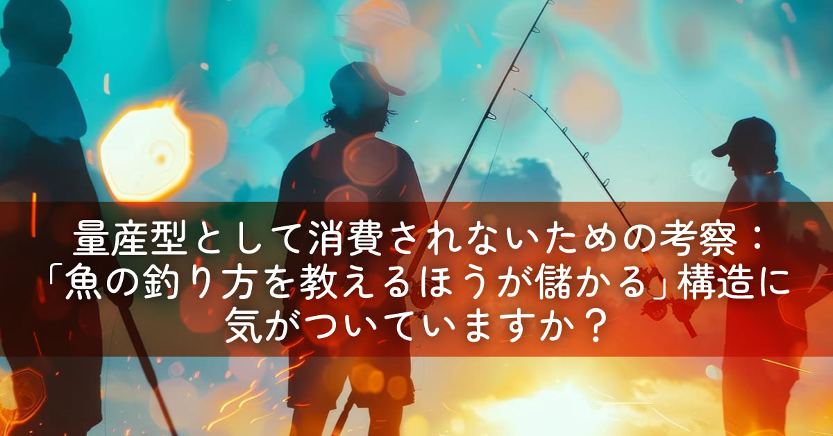 量産型として消費されないための考察：「魚の釣り方を教えるほうが儲かる」構造に気がついていますか？